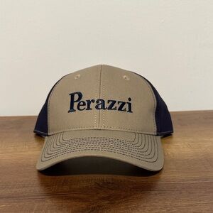 NWOT Perazzi Tan and Navy Blue Cap